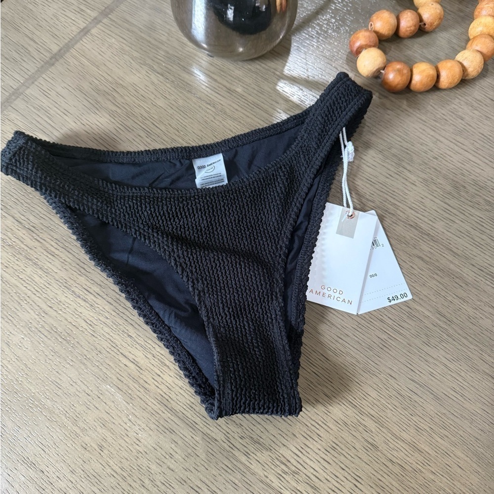 Good American Charcoal Textured Swim Bottom